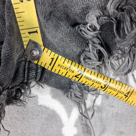 We The Free People Denim Cut Off Shorts Women Size 27 Black Distressed High Rise - Picture 6 of 10